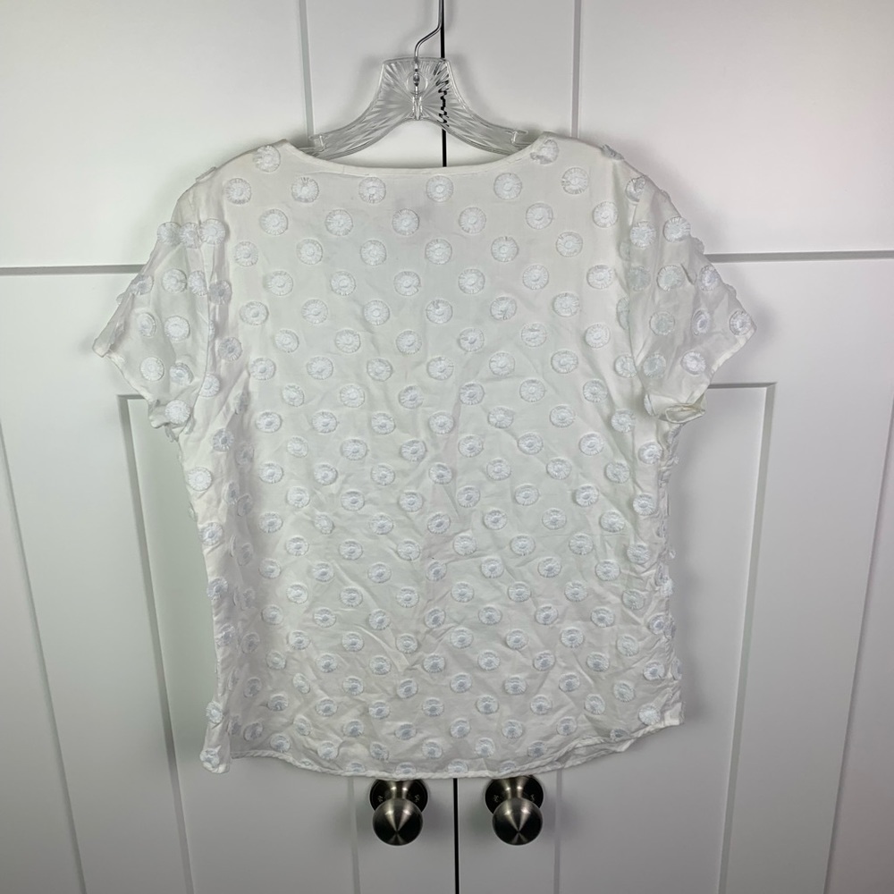 Chicos MEDIUM blouse White Embroidered polka dot western art wear boho romantic - Picture 3 of 5